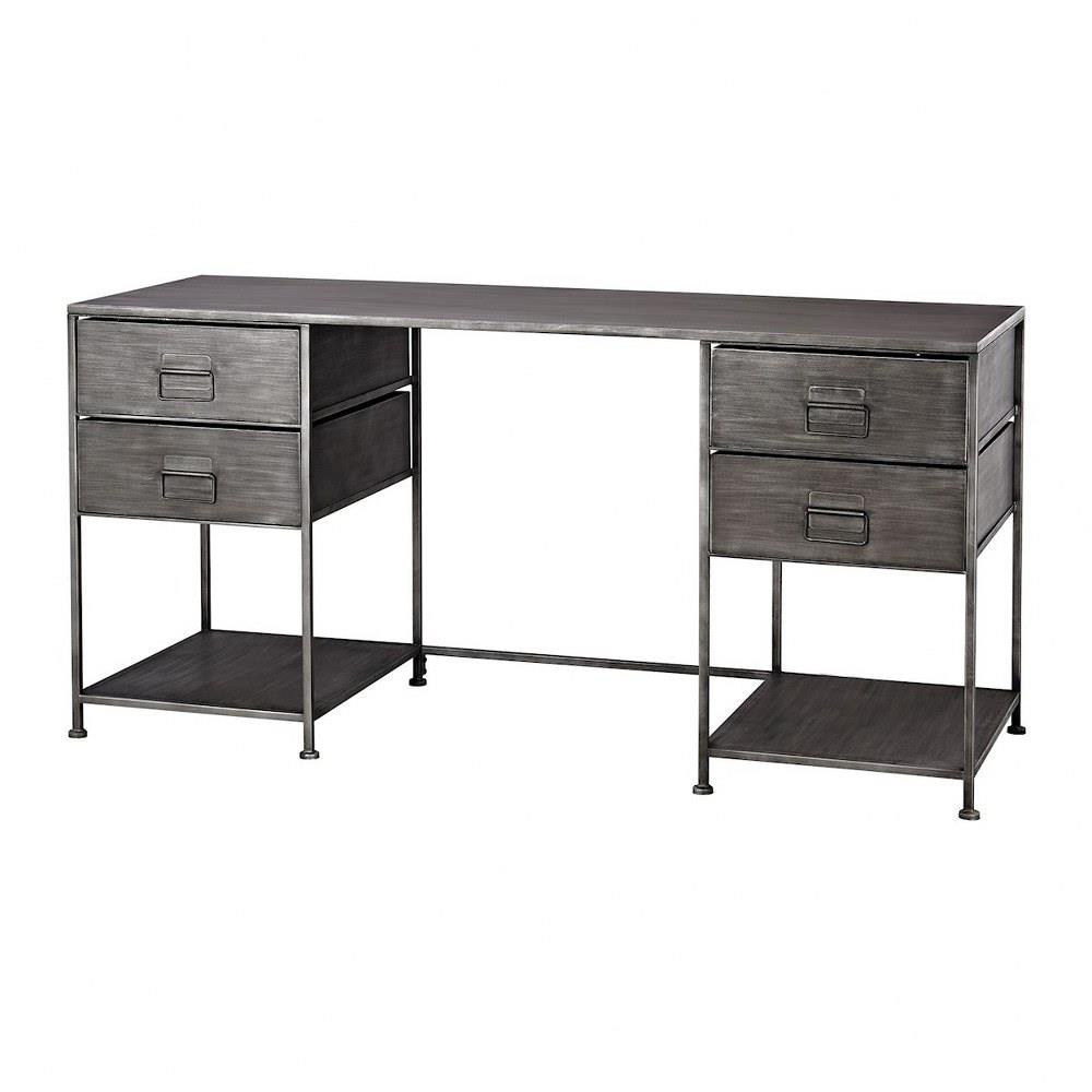 Bailey Street Home 2499 Bel 3333583 60 Inch 4 Drawer Transitional Style Metal Computer Desk With Graphite Finish Made Of Metal 60x30 Inches Rectangular Computer Style Desk