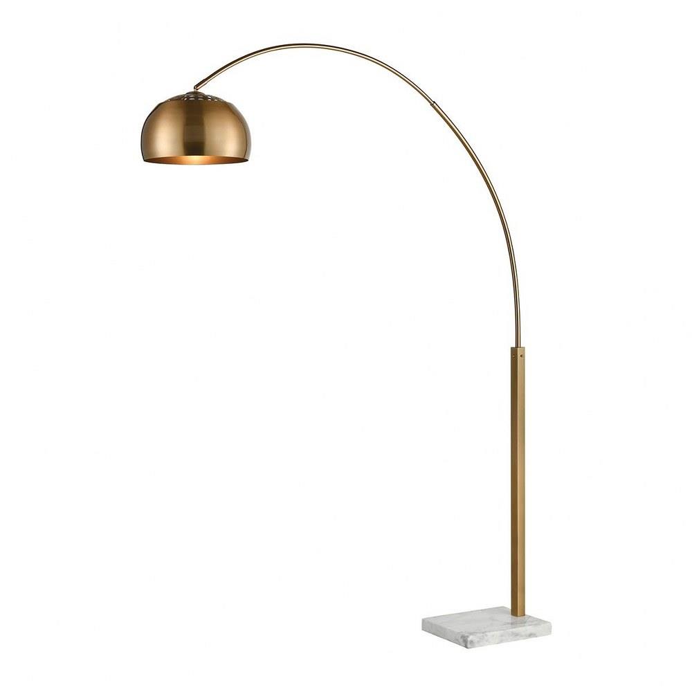Bailey Street Home 2499 Bel 3334892 Arched Floor Lamp Aged Brass White Marble Finish With Gold Metal Shade