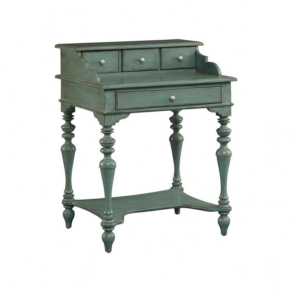 Bailey Street Home 2499 Bel 4228185 23 Inch Victorian Style 4 Drawer Secretary Desk With Hand Painted Grey And Truquoise Finish 23x36 38 Inches Rectangular Secretary Desk Style Desk