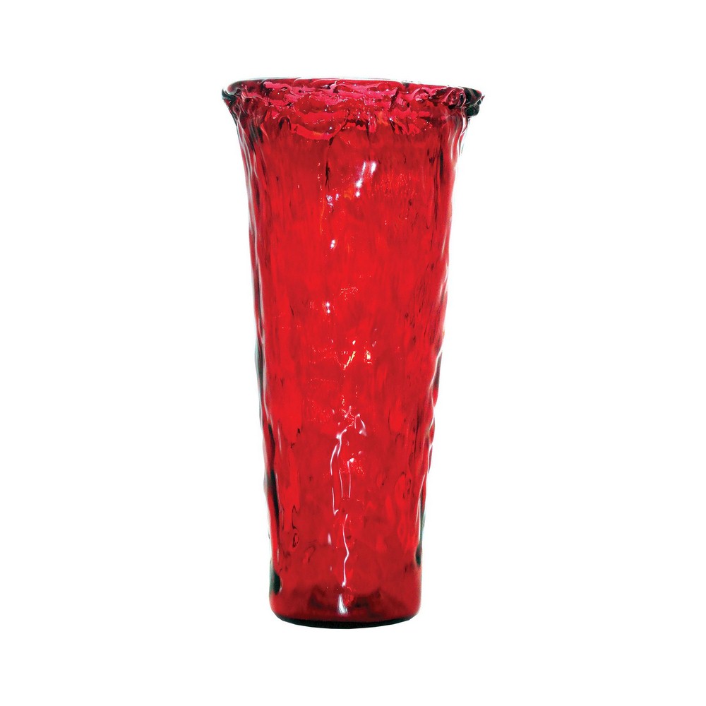 19.5 Inch Large Textured Glass Vase Made Of Glass In Red Color ...